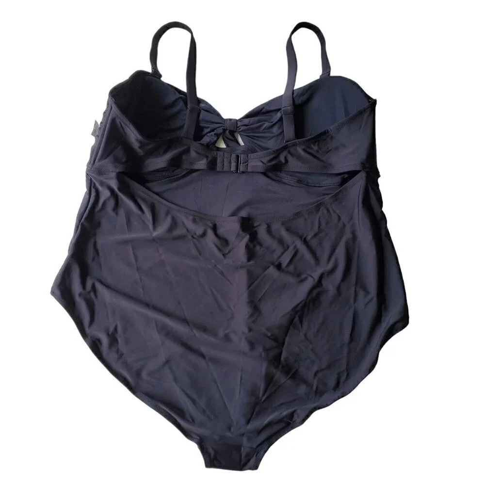 NWT Old Navy Tie-Front Keyhole Bandeau-Style One-Piece Swimsuit Black 4X
